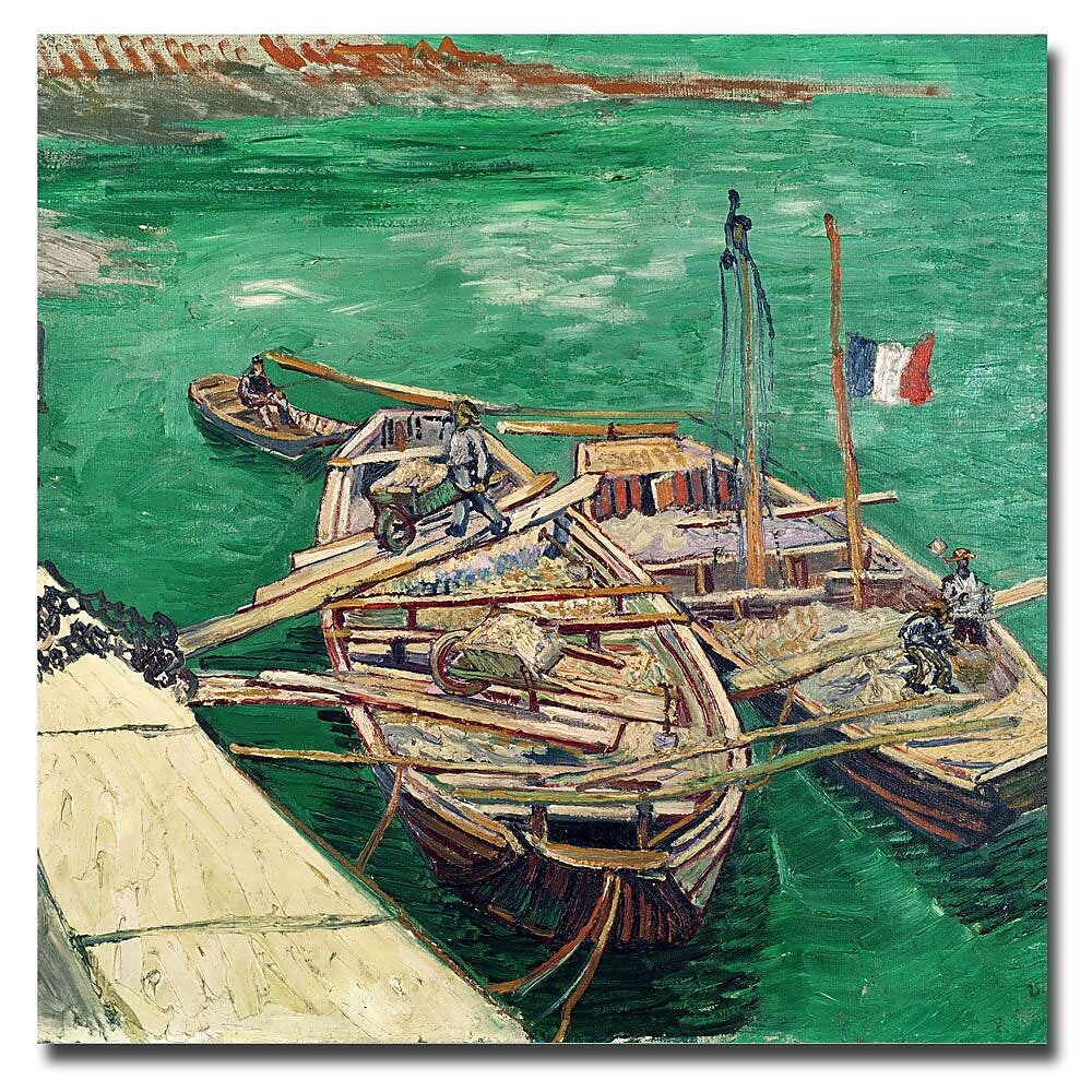 Trademark Fine Art Vincent van Gogh 'Landing Stage with Boats 1888' Canva 14x14 Inches