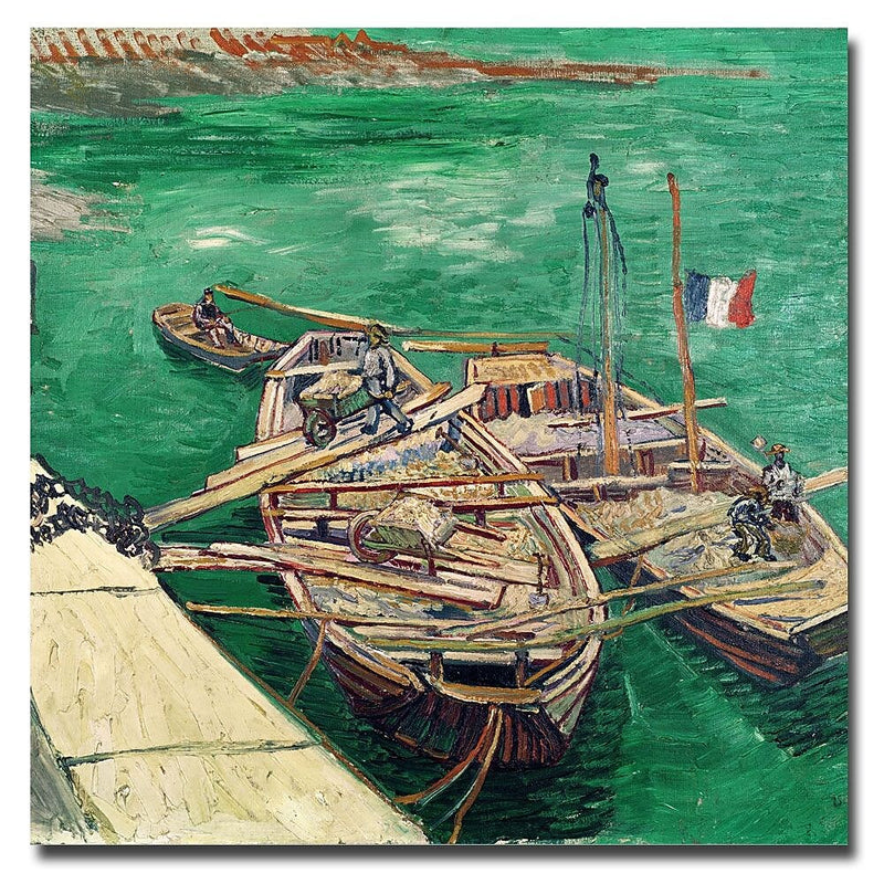 Trademark Fine Art Vincent van Gogh 'Landing Stage with Boats, 1888' Canvas 18x18 Inches