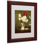Edouard Manet 'Vase of Peonies 1864' Matted Framed Art - 11x14 Inches - Wood Frame
