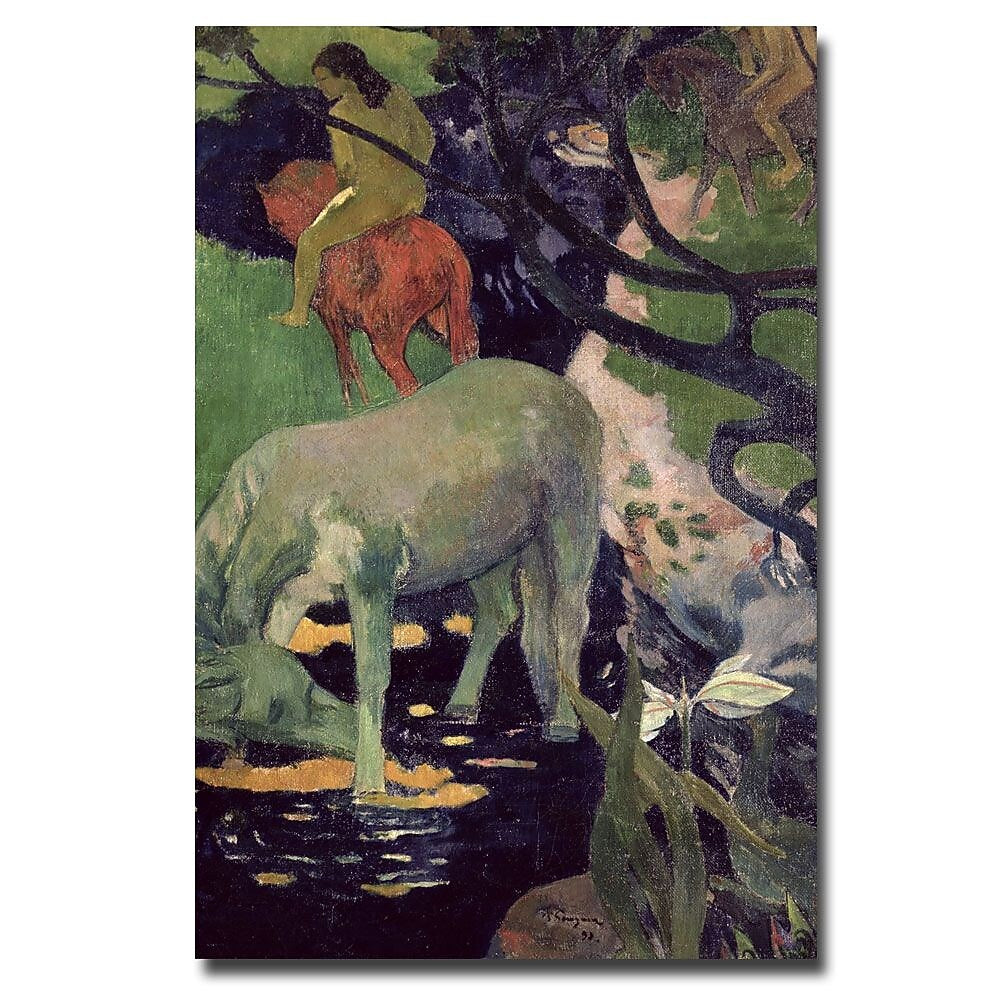 Trademark Fine Art Paul Gauguin 'The White Horse 1898' Canvas Art 16x24 Inches
