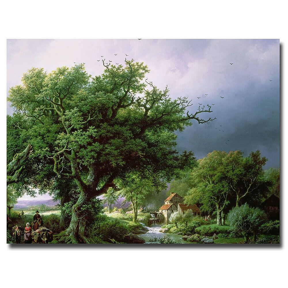Trademark Fine Art Bernard Cornelis Koekkoek 'Landscape with Mill' Canvas Art