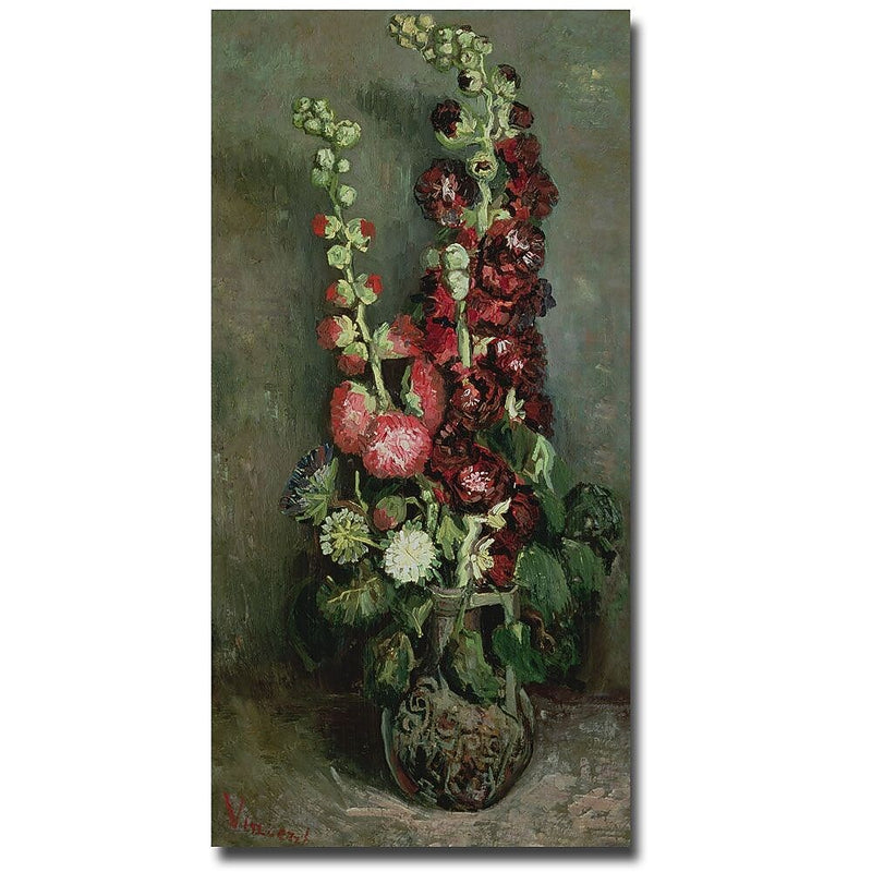 Trademark Fine Art Vincent van Gogh 'Vase of Hollyhocks 1886' Canvas Art 24x47 Inches