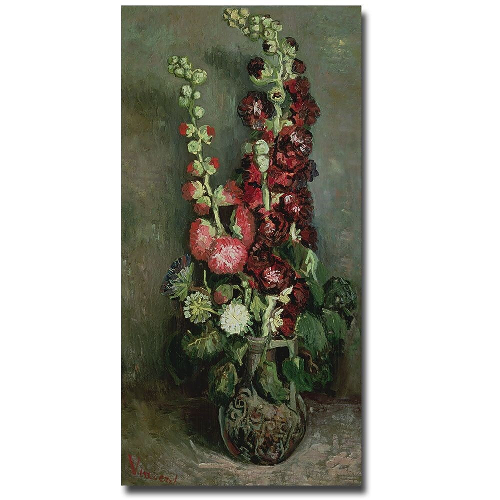 Trademark Fine Art Vincent van Gogh 'Vase of Hollyhocks, 1886' Canvas Art 12x24 Inches