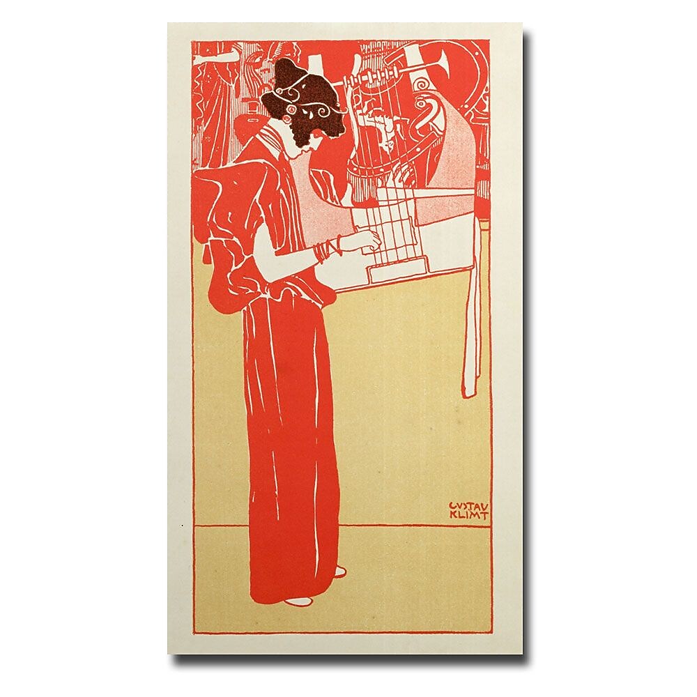 Trademark Fine Art Gustav Klimt 'Musik, 1901' Canvas Art 14x24 Inches