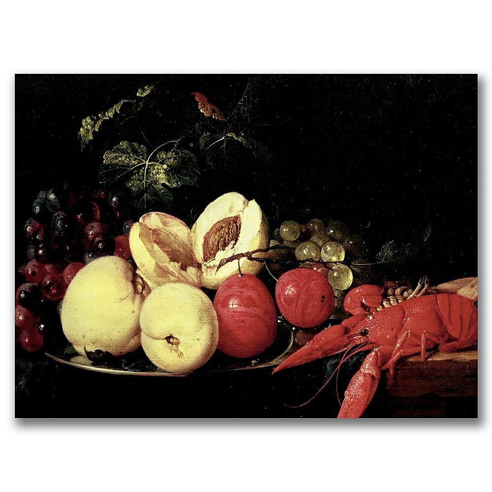 Trademark Fine Art Jan Davidz Heem 'Still Life of Fruit with a Lobs' Canvas Art 35x47 Inches