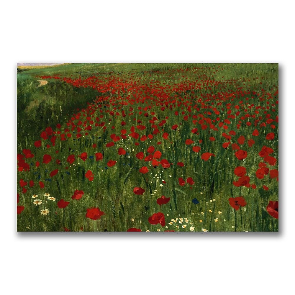 Trademark Fine Art Pal Szinyei Merse 'The Poppy Feild 1896' Canvas Art 18x32 Inches