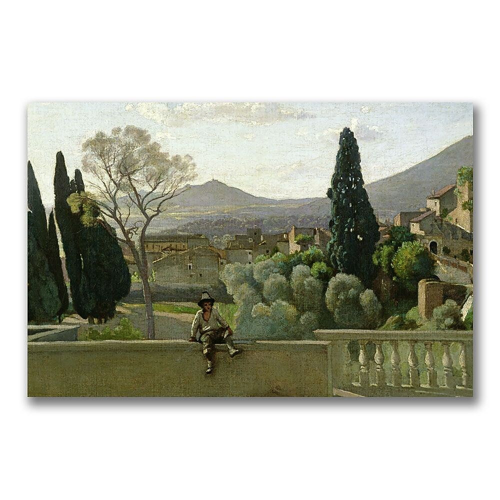 Trademark Fine Art Jean Baptiste Corot 'The Gardens of the Villa' Canvas 22x32 Inches
