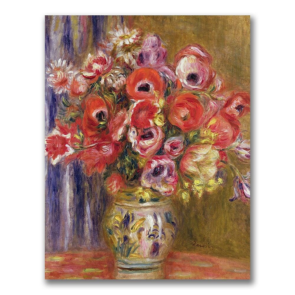 Trademark Fine Art Pierre Renoir 'Vase of Tulips and Anemones' Canvas Art 26x32 Inches