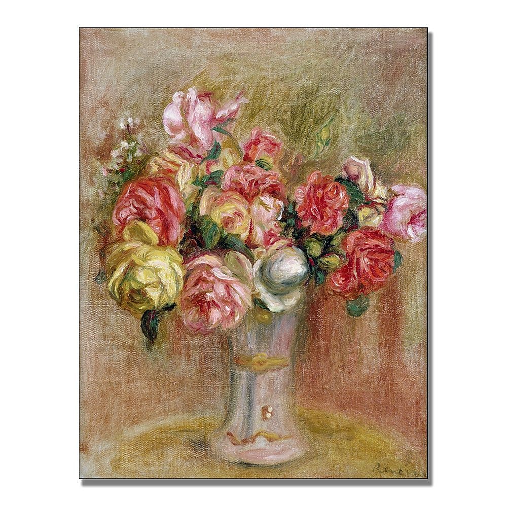 Trademark Fine Art Pierre Renoir 'Roses in a Sevres vase' Canvas Art 24x32 Inches