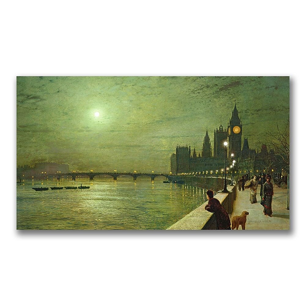 Trademark Fine Art John Grimshaw 'Reflections on the Thames' Canvas Art 14x24 Inches