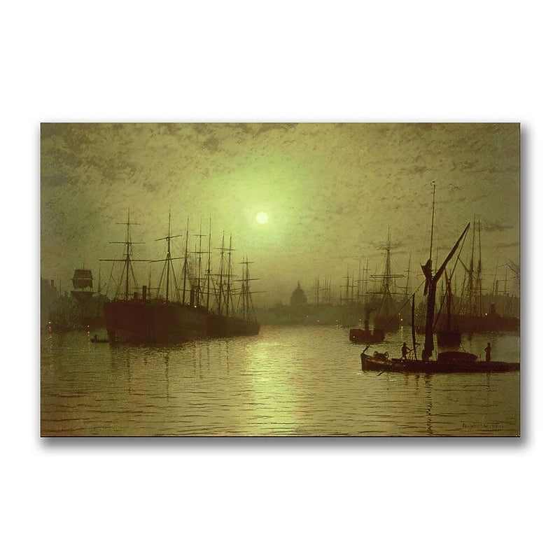 Trademark Fine Art John Grimshaw 'Nightfall Down the Thames, 1880' Canvas Art