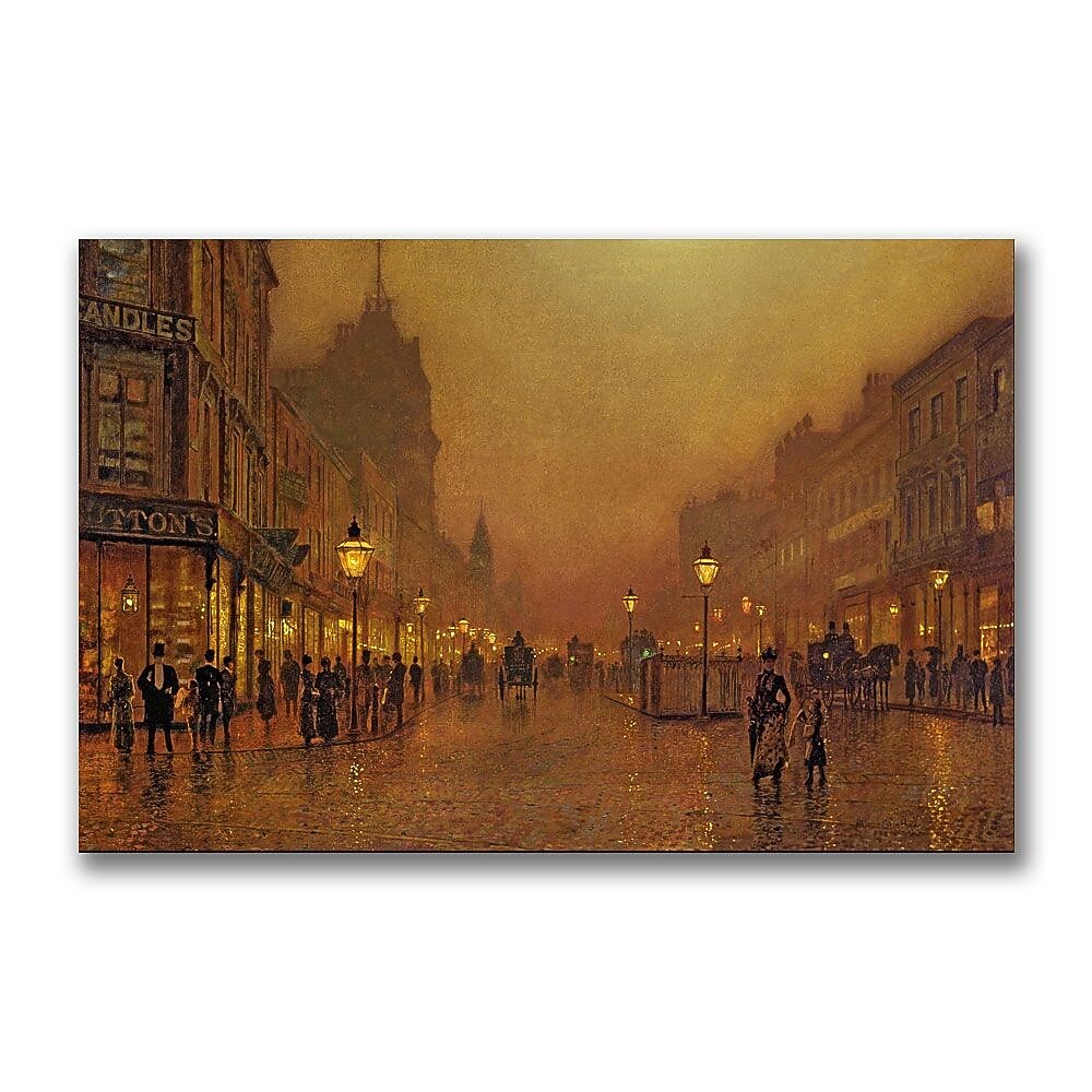Trademark Fine Art John Grimshaw 'A Street at Night' Canvas Art 30x47 Inches
