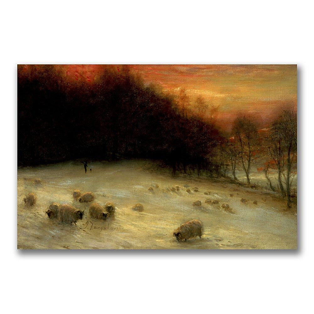 Trademark Fine Art Joseph Farquharson 'Sheep in a Winter Landscape' Canvas Art 22x32 Inches