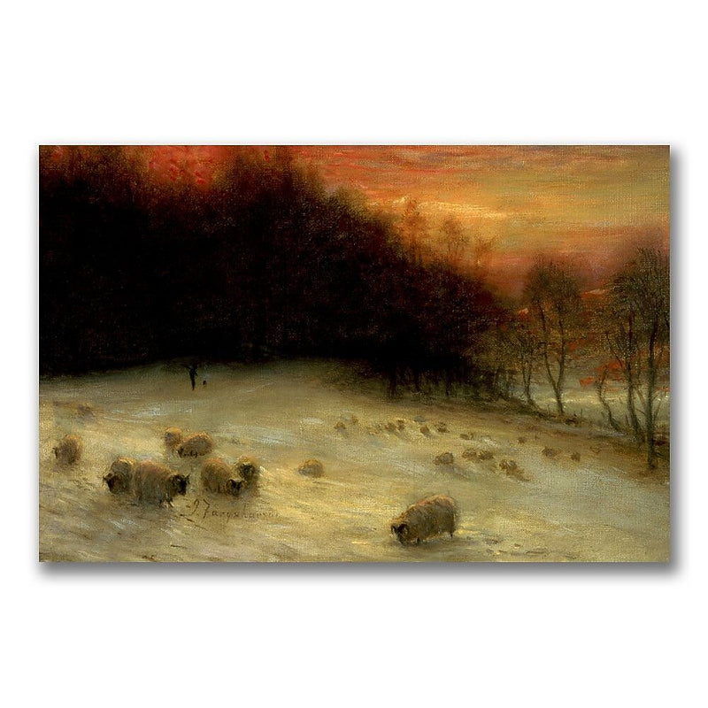 Trademark Fine Art Joseph Farquharson 'Sheep in a Winter Landscape' Canvas Art 22x32 Inches