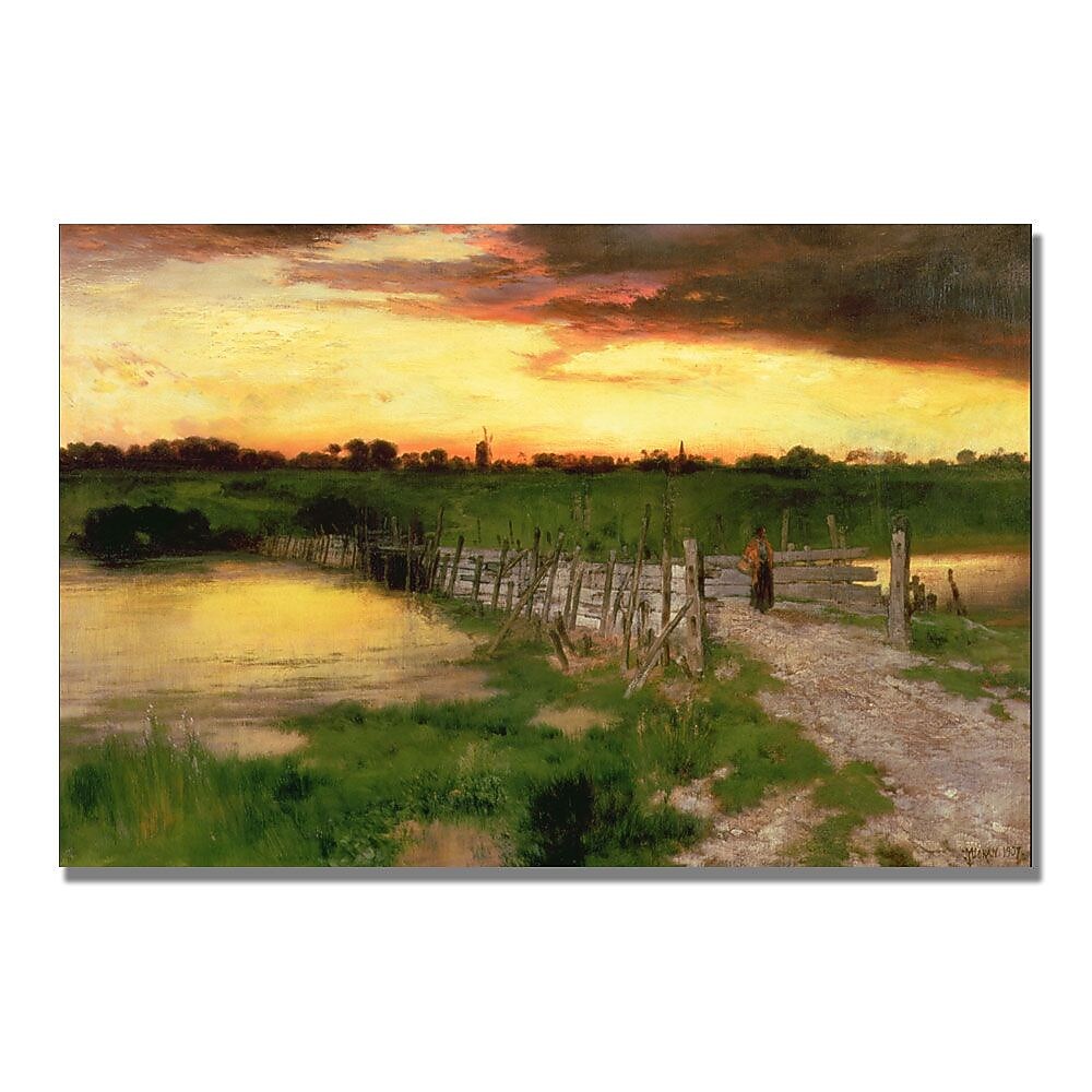 Trademark Fine Art Thomas Moran 'The Old Bridge over Hook Pond' Canvas Art 16x24 Inches