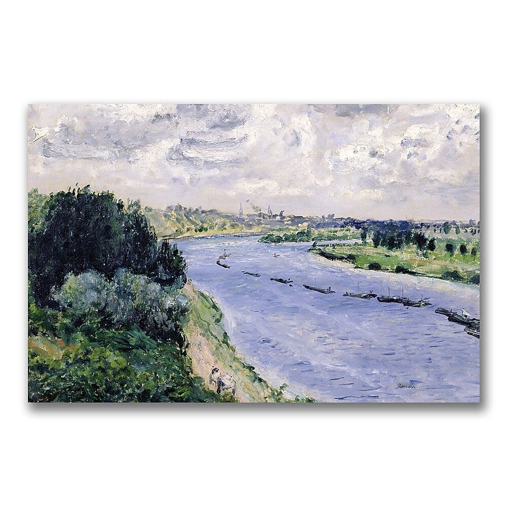 Trademark Fine Art Pierre Auguste 'Barges on the Seine' Canvas Art 16x24 Inches