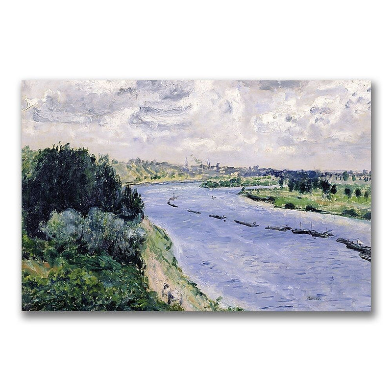 Trademark Fine Art Pierre Auguste 'Barges on the Seine' Canvas Art 16x24 Inches
