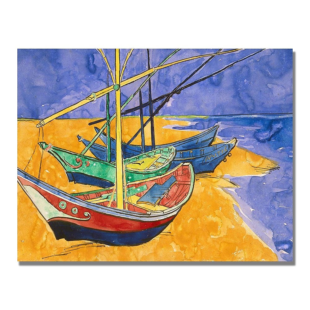 Trademark Fine Art Vincent Van Gogh 'Fishing Boats on the Beach' Canvas Art
