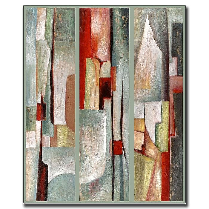 Trademark Fine Art Abstract Triptych by Joval-Canvas Art Ready to Hang 24x32 Inches