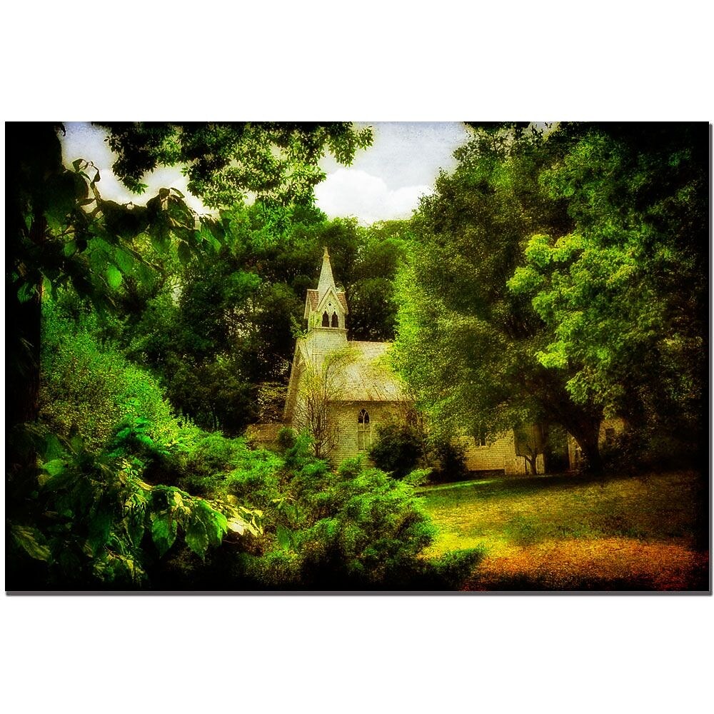 Trademark Fine Art The Little Church on the Corner by Lois Bryan Art 16x24 Inches