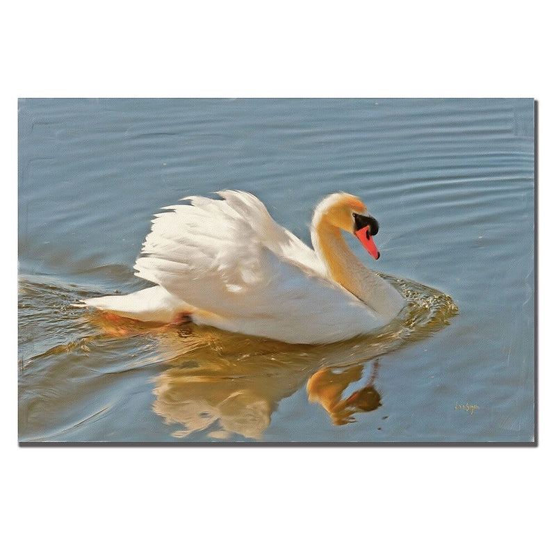 Trademark Fine Art Lois Bryan 'Floating Swan' Canvas Art 14x19 Inches