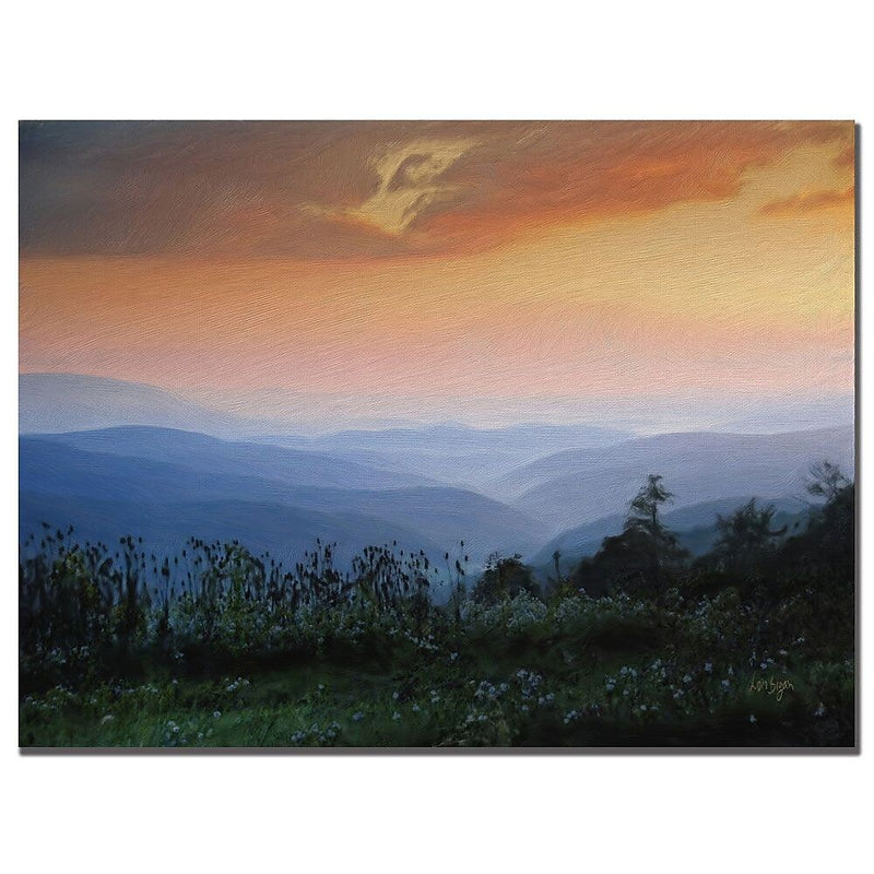 Trademark Fine Art Lois Bryan 'Sunrise in the Mountain' Canvas Art 24x32 Inches