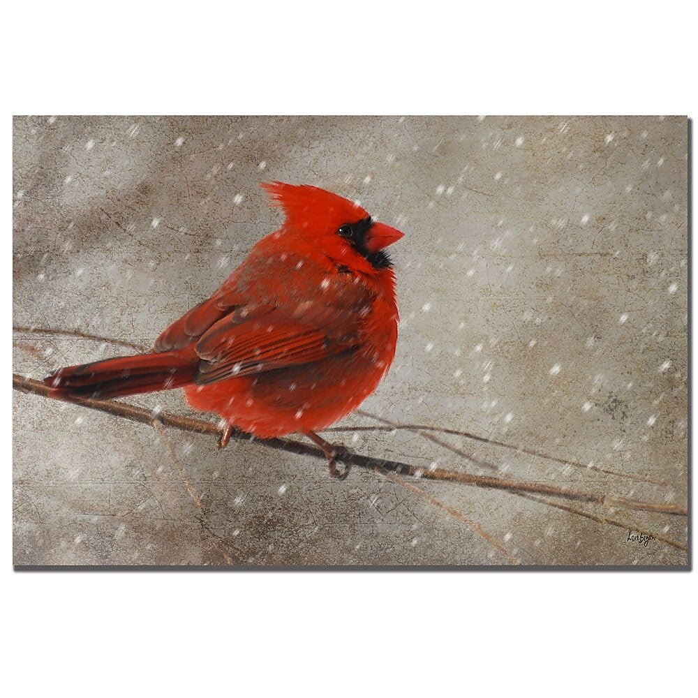Trademark Fine Art Lois Bryan 'Cardinal in Winter' Canvas Art 22x32 Inches