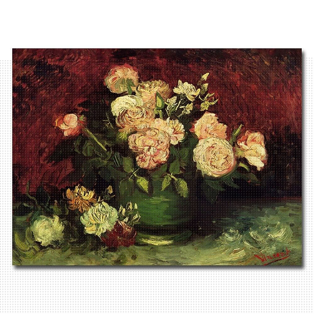 Trademark Fine Art Vincent van Gogh 'Peonies and Roses' Canvas Art 26x32 Inches