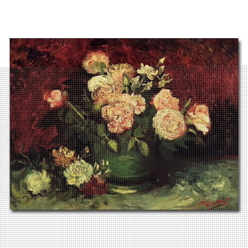 Trademark Fine Art Vincent van Gogh 'Peonies and Roses' Canvas Art 18x24 Inches
