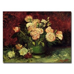 Trademark Fine Art Vincent van Gogh 'Peonies and Roses' Canvas Art 35x47 Inches