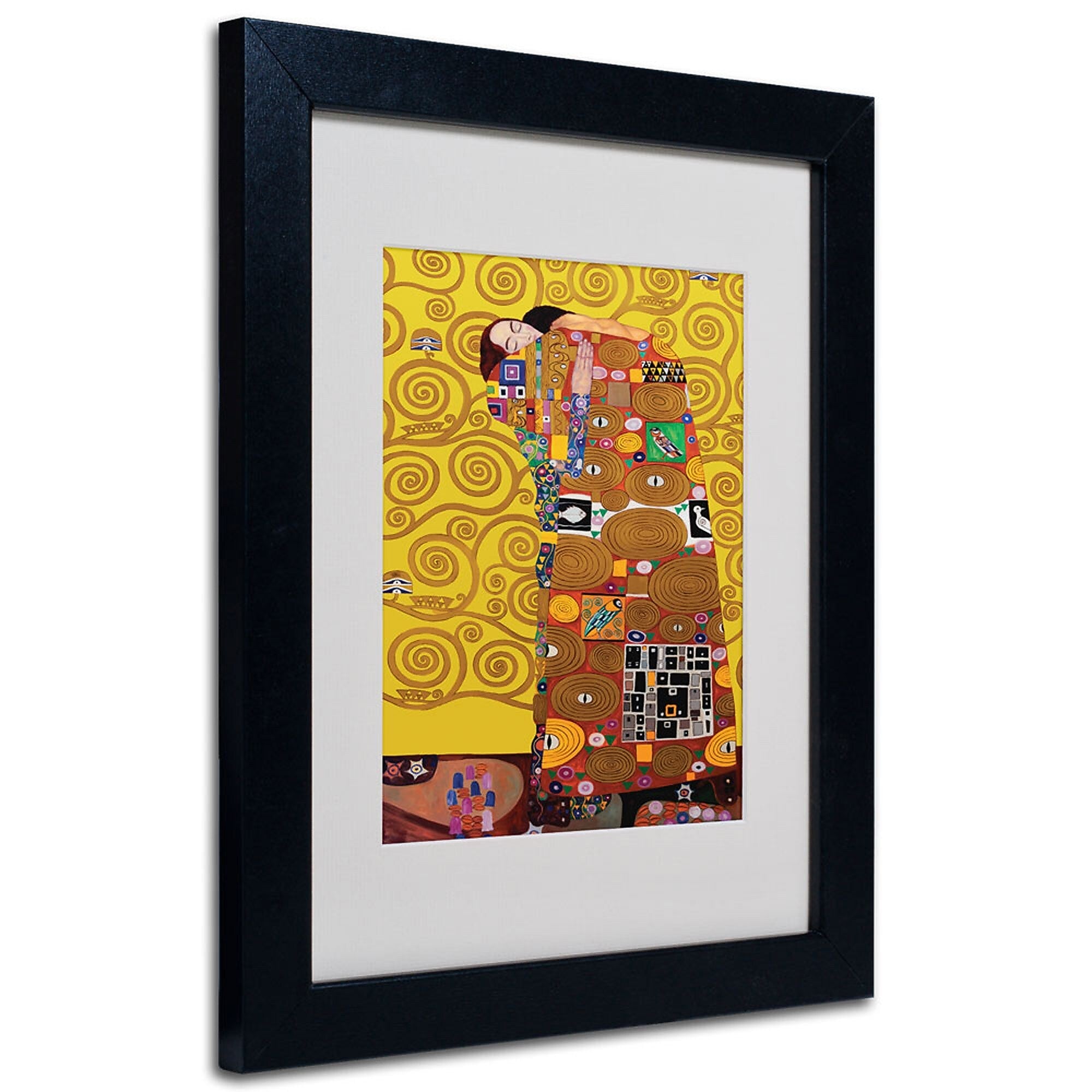 Trademark Fine Art Gustav Klimt 'Fulfillment' Matted Art Black Frame 16x20 Inches