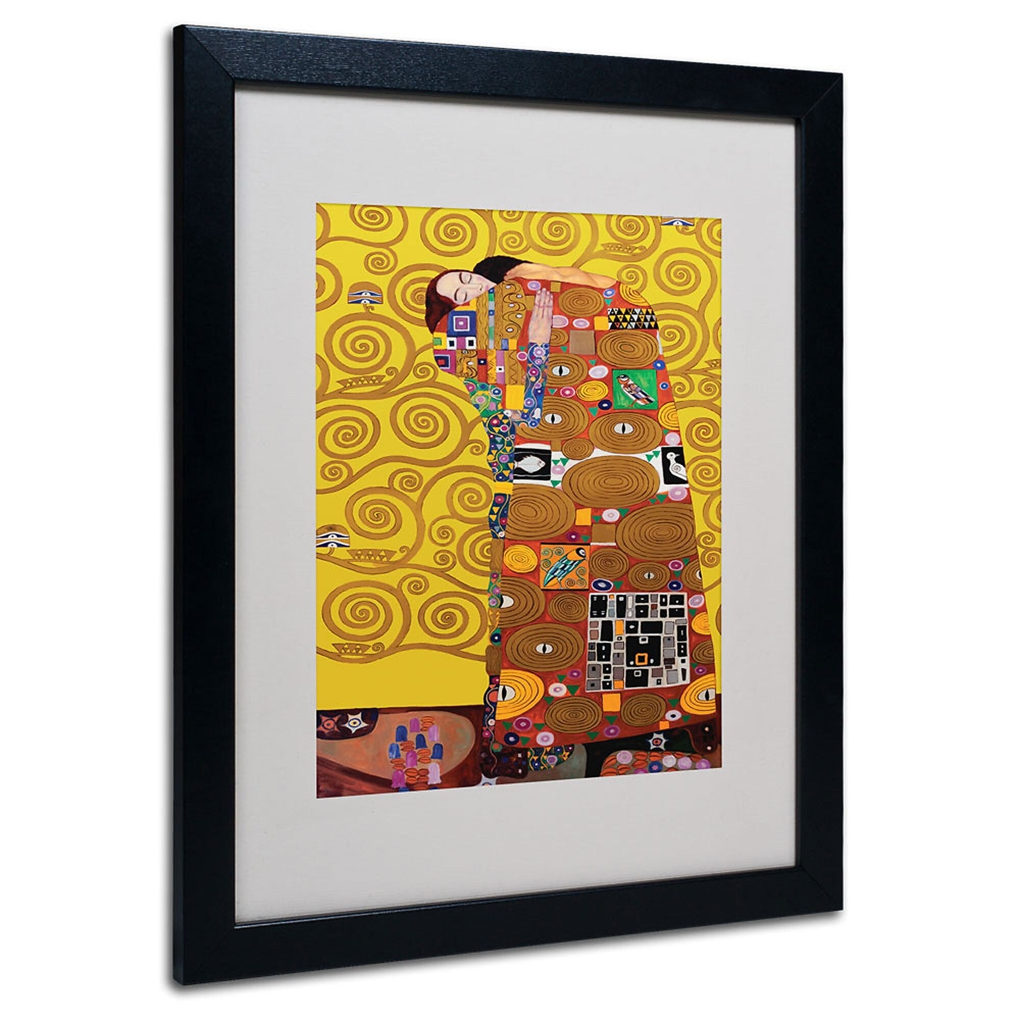 Gustav Klimt 'Fulfillment' Framed Matted Art - 11x14 Inches - Wood Frame
