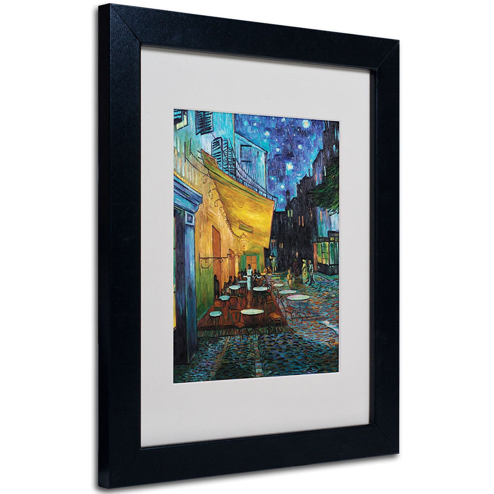 Trademark Fine Art Vincent van Gogh 'Cafe Terrace' Matted Art Black Frame 11x14 Inches