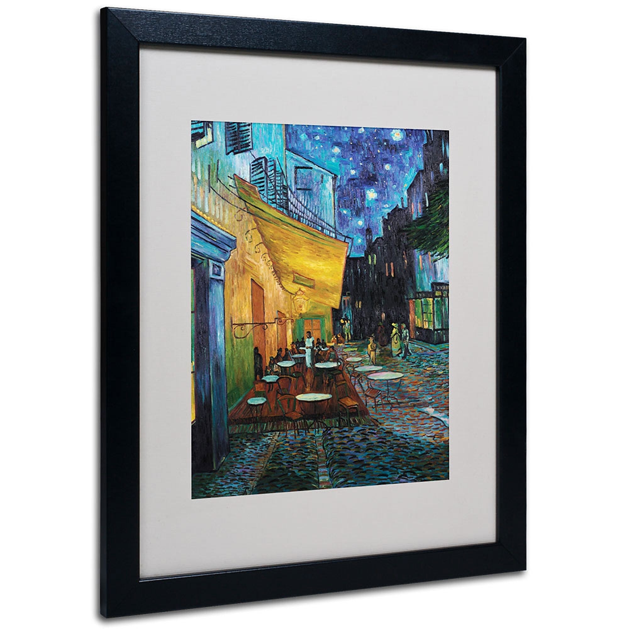 Trademark Fine Art Vincent van Gogh 'Cafe Terrace' Matted Art Black Frame 16x20 Inches