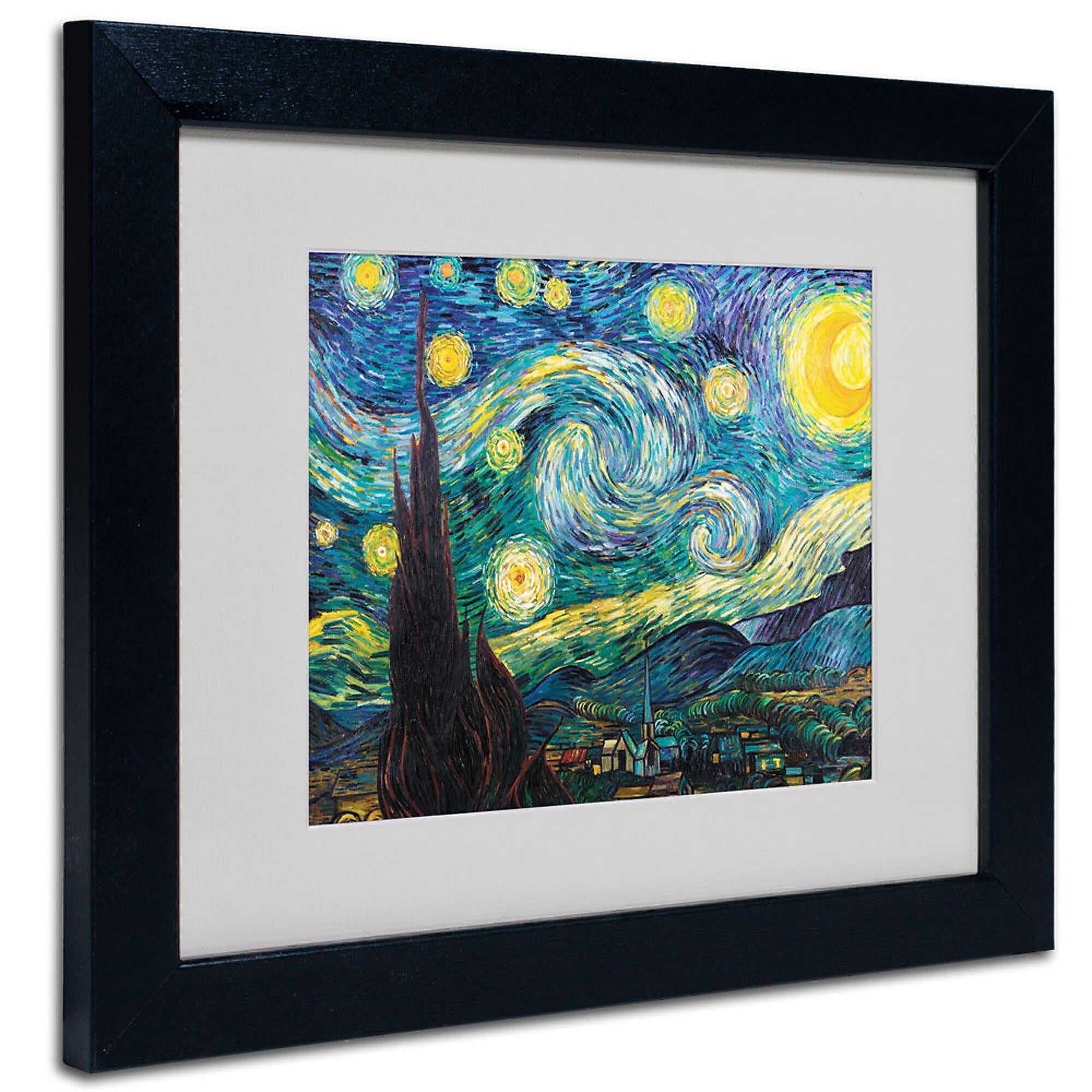 Trademark Fine Art Vincent van Gogh 'Starry Night' Matted Art Black Frame 11x14 Inches