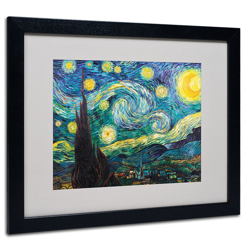 Trademark Fine Art Vincent van Gogh 'Starry Night' Matted Art Black Frame 16x20 Inches
