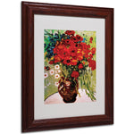 Vincent van Gogh 'Daisies and Poppies' Framed Matted Art - 11x14 Inches - Wood Frame