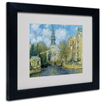 Trademark Fine Art Claude Monet 'The Zuiderkerk at Amsterdam' Matted Art Black Frame 16x20 Inches