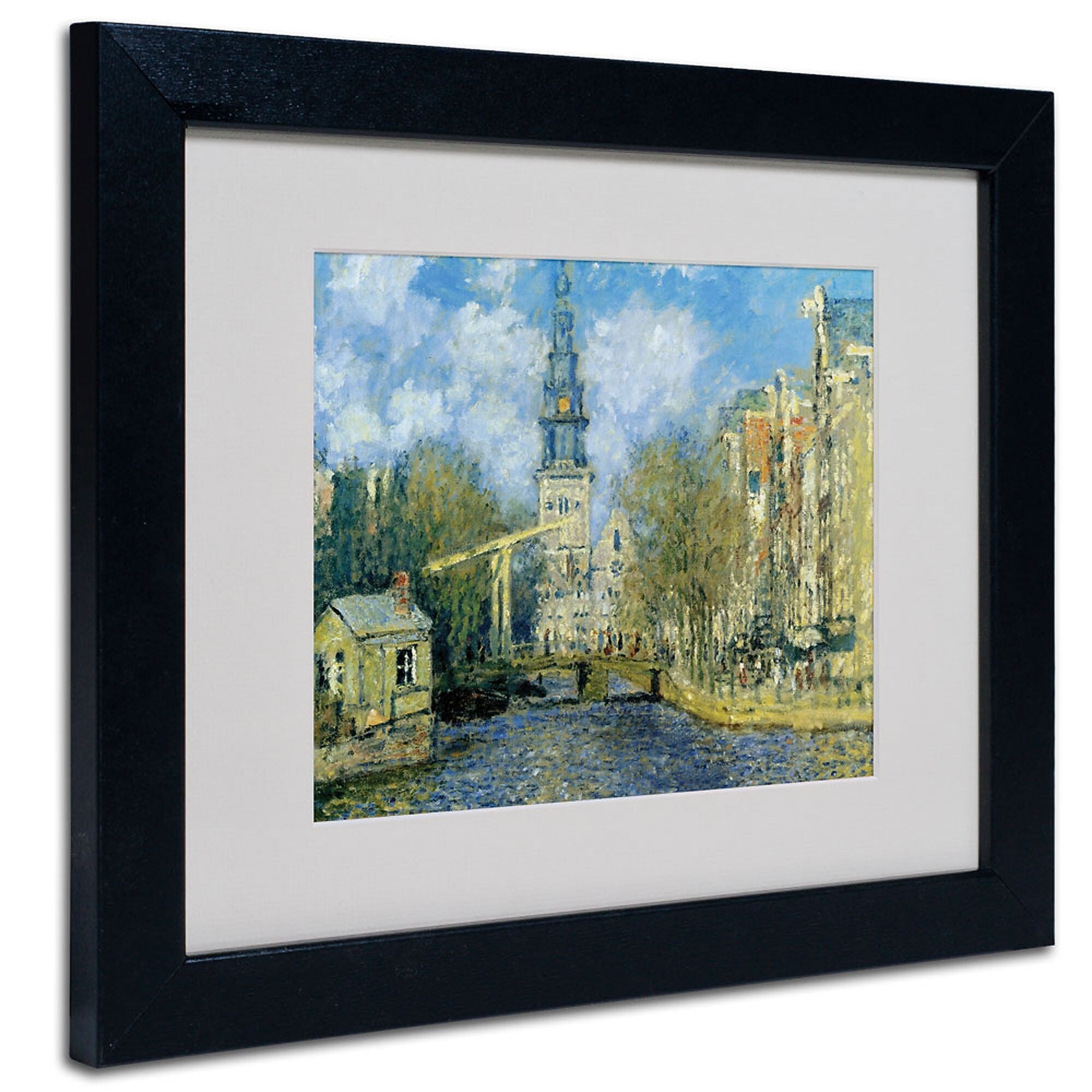 Trademark Fine Art Claude Monet 'The Zuiderkerk at Amsterdam' Matted Art Black Frame 16x20 Inches
