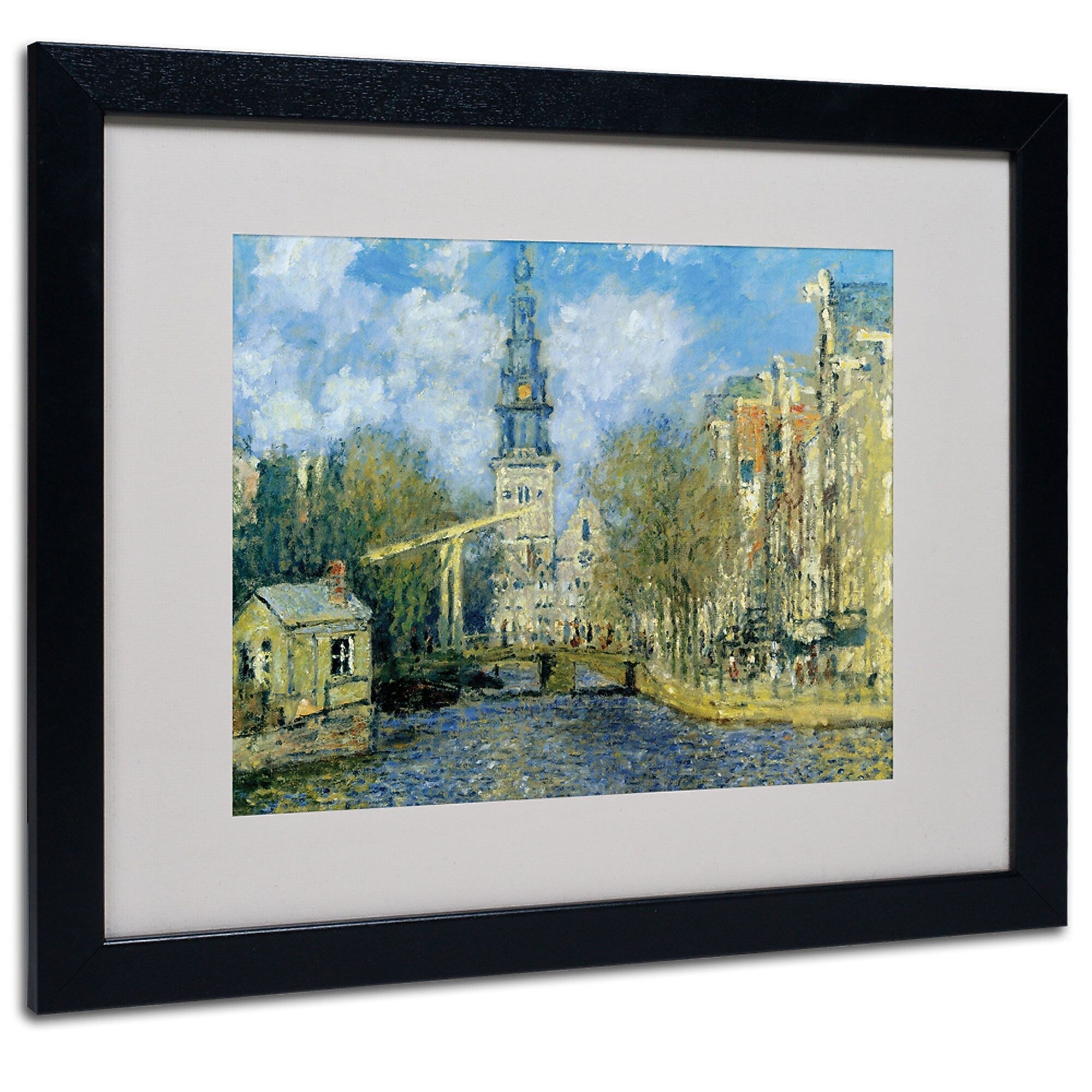 Claude Monet 'The Zuiderkerk at Amsterdam' Framed Matted Art - 11x14 Inches - Wood Frame