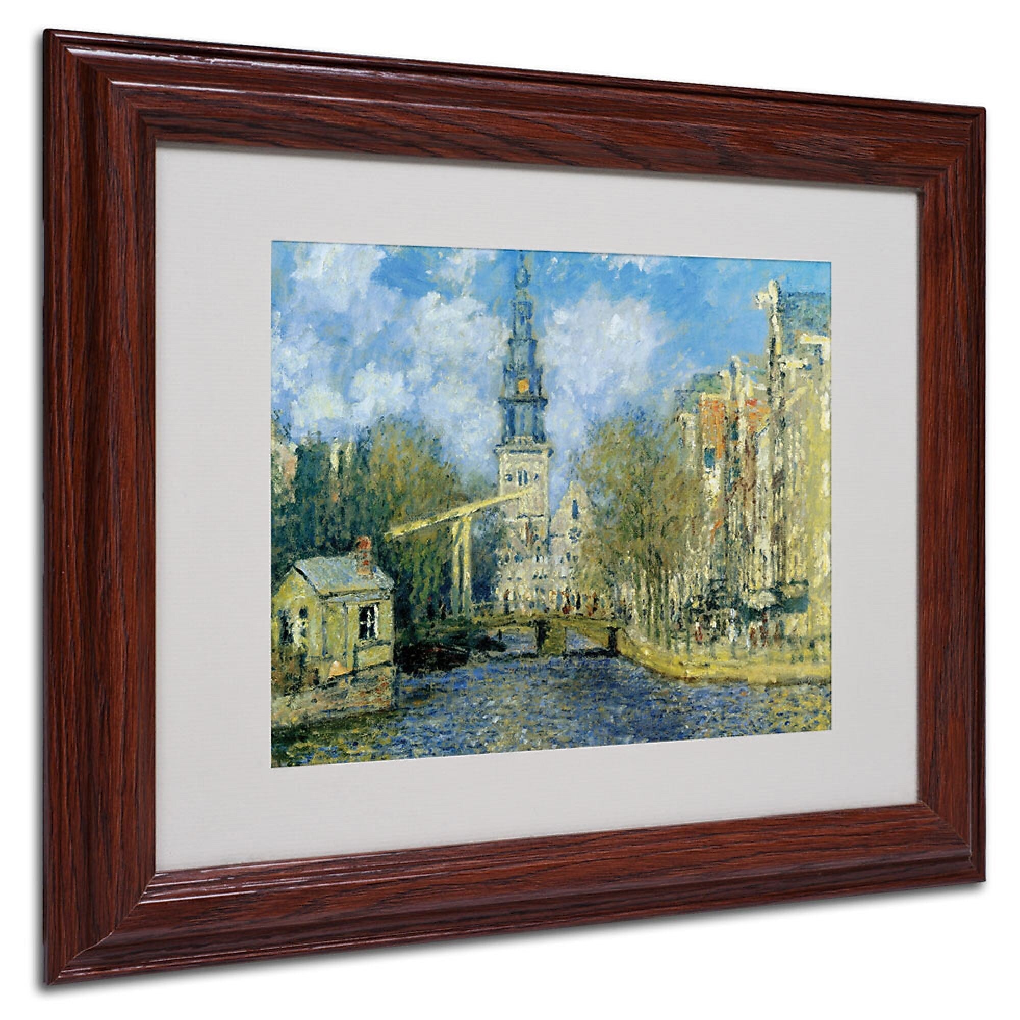 Claude Monet 'The Zuiderkerk at Amsterdam' Framed Matted Art - 16x20 Inches - Wood Frame