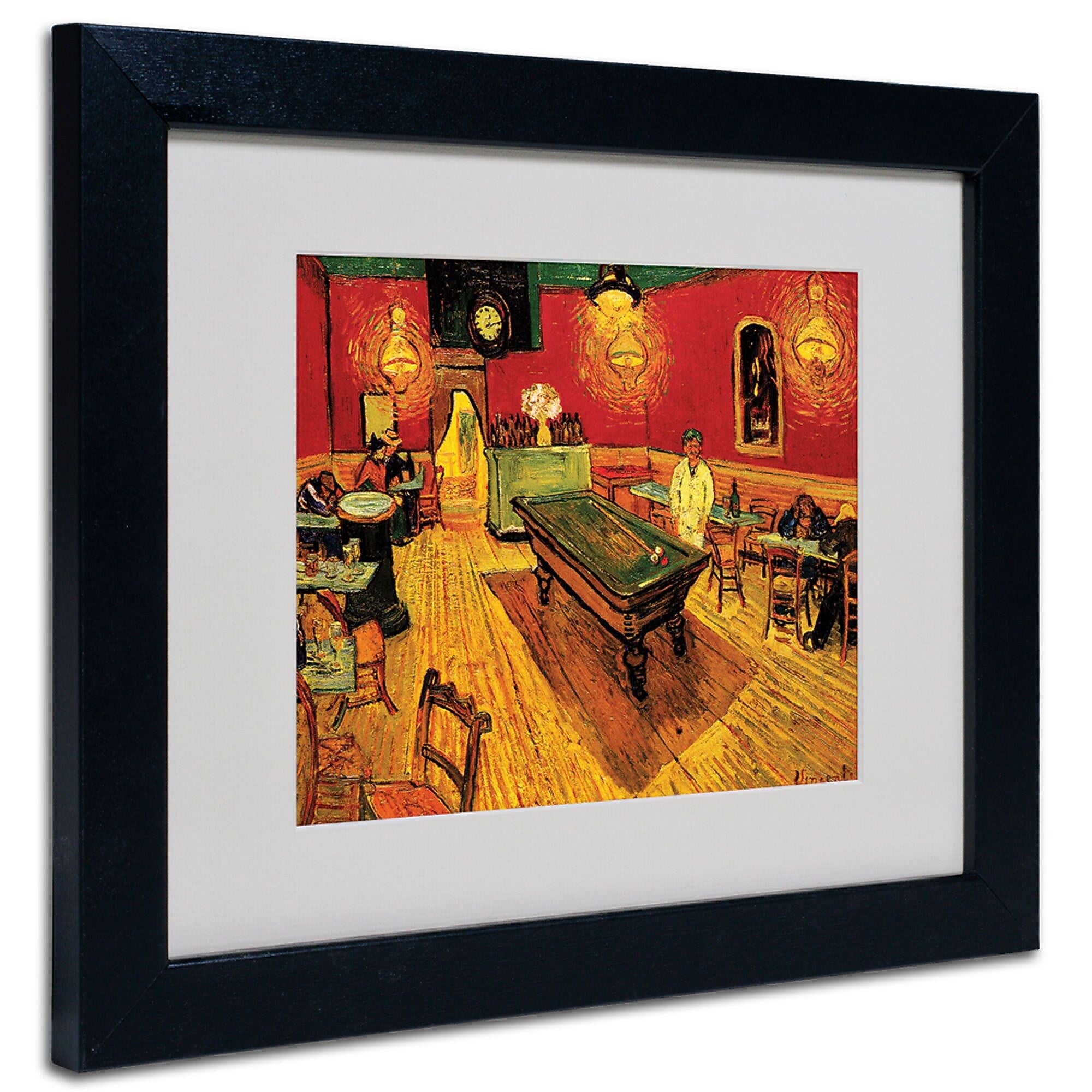 Trademark Fine Art Vincent van Gogh 'Night Cafe' Matted Art Black Frame 11x14 Inches