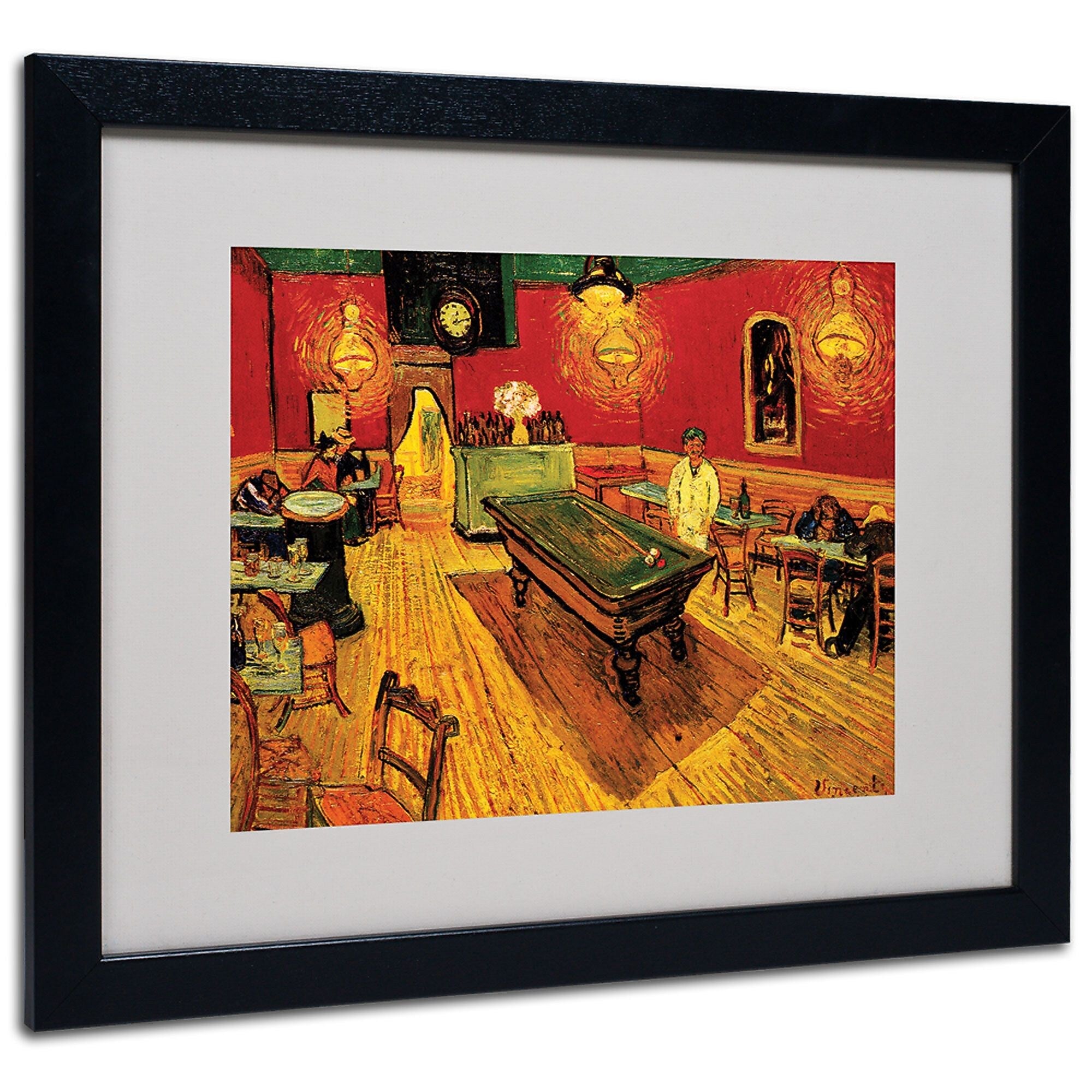 Trademark Fine Art Vincent van Gogh 'Night Cafe' Matted Art Black Frame 16x20 Inches