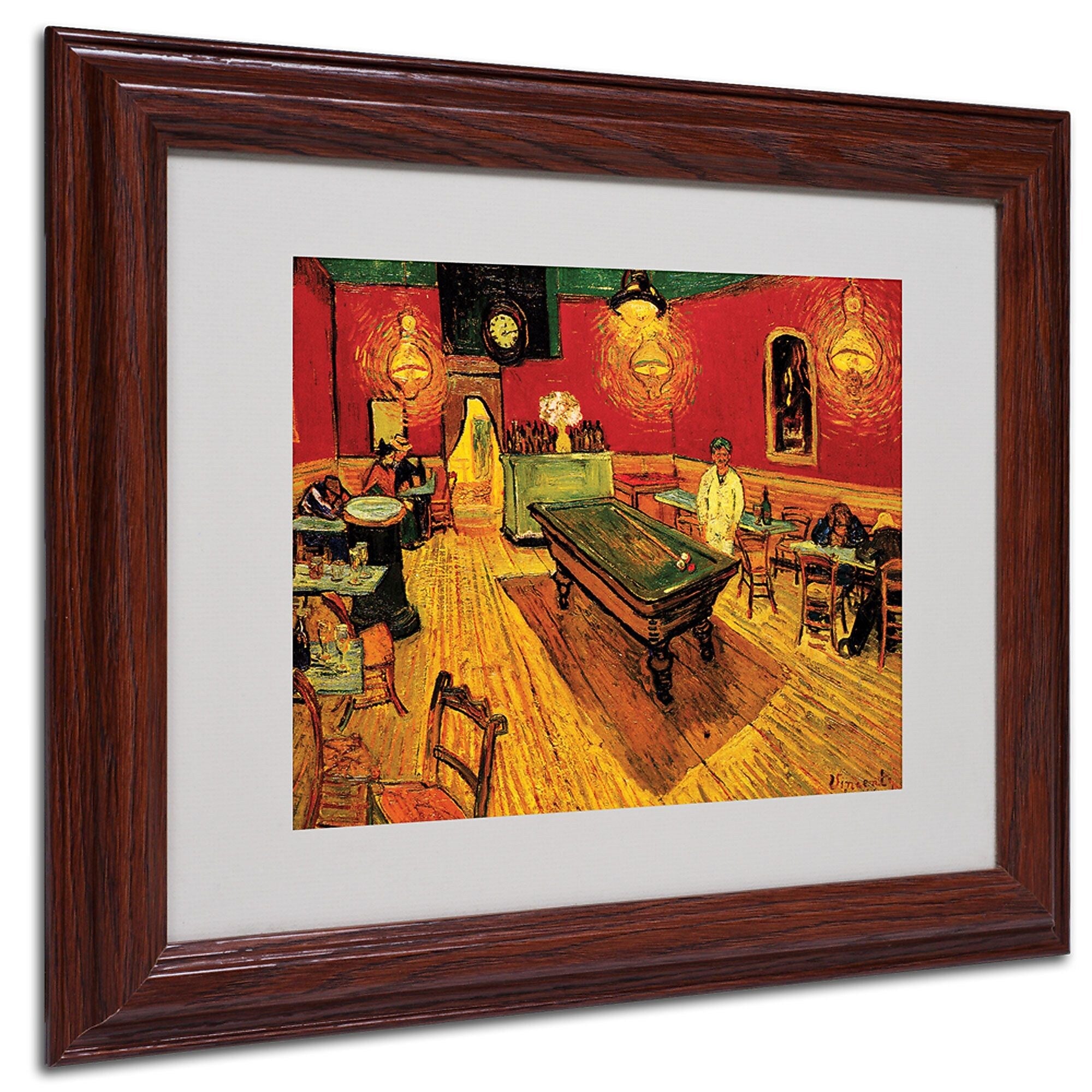 Vincent van Gogh 'Night Cafe' Framed Matted Art - 11x14 Inches - Wood Frame
