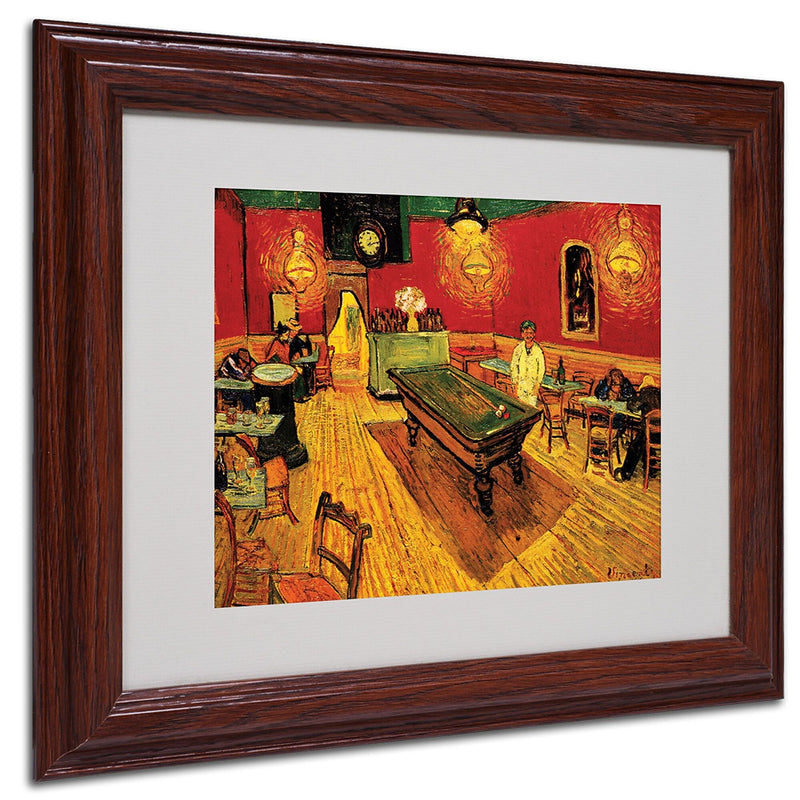 Vincent van Gogh 'Night Cafe' Framed Matted Art - 11x14 Inches - Wood Frame