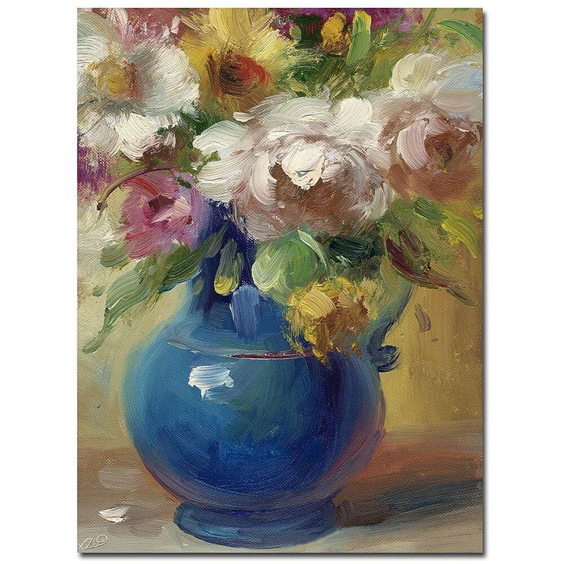 Trademark Fine Art Rio 'Flowers in a Blue Vase' Canvas Art 35x47 Inches
