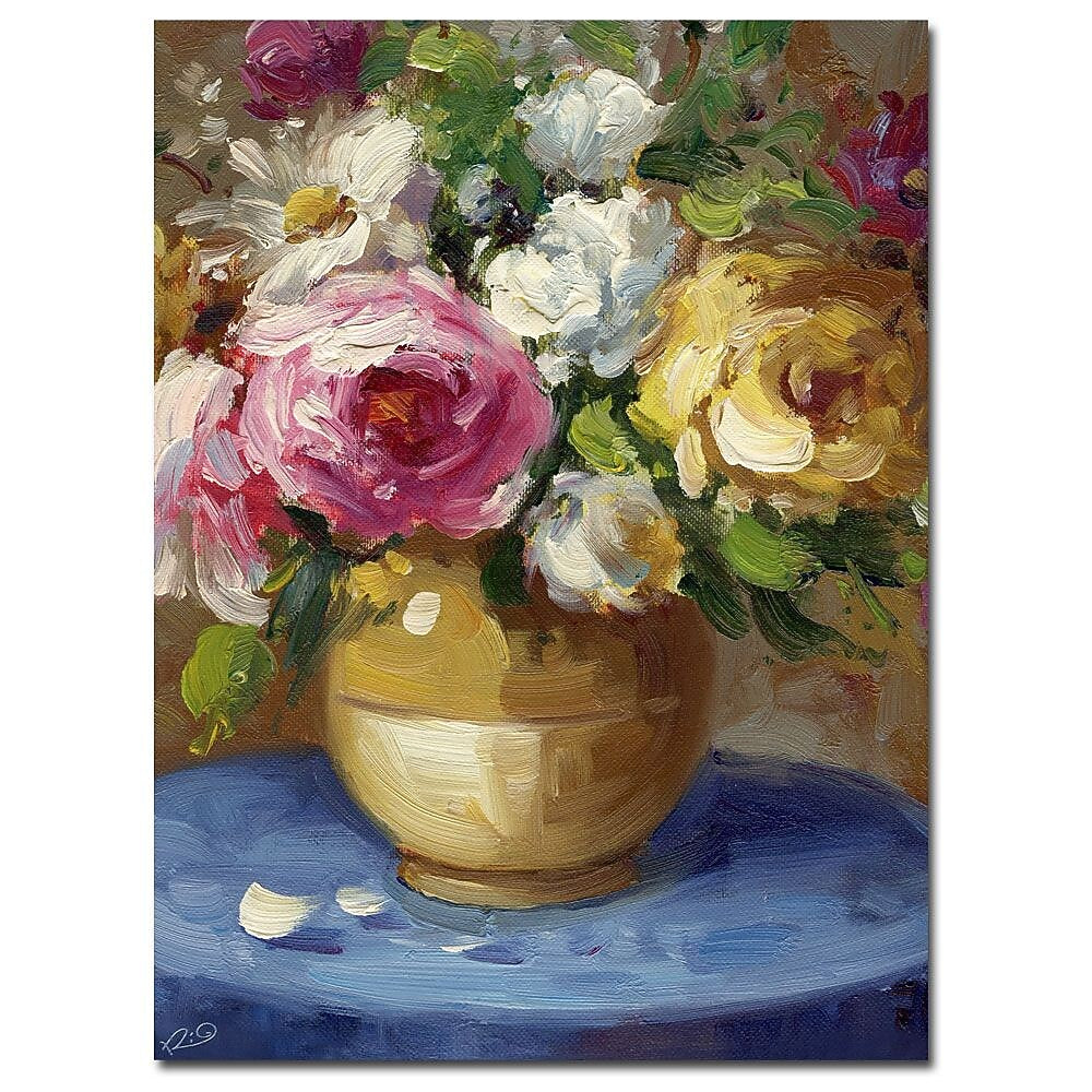 Trademark Fine Art Rio& 'Flowers in a Gold Vase' Canvas Art 24x32 Inches