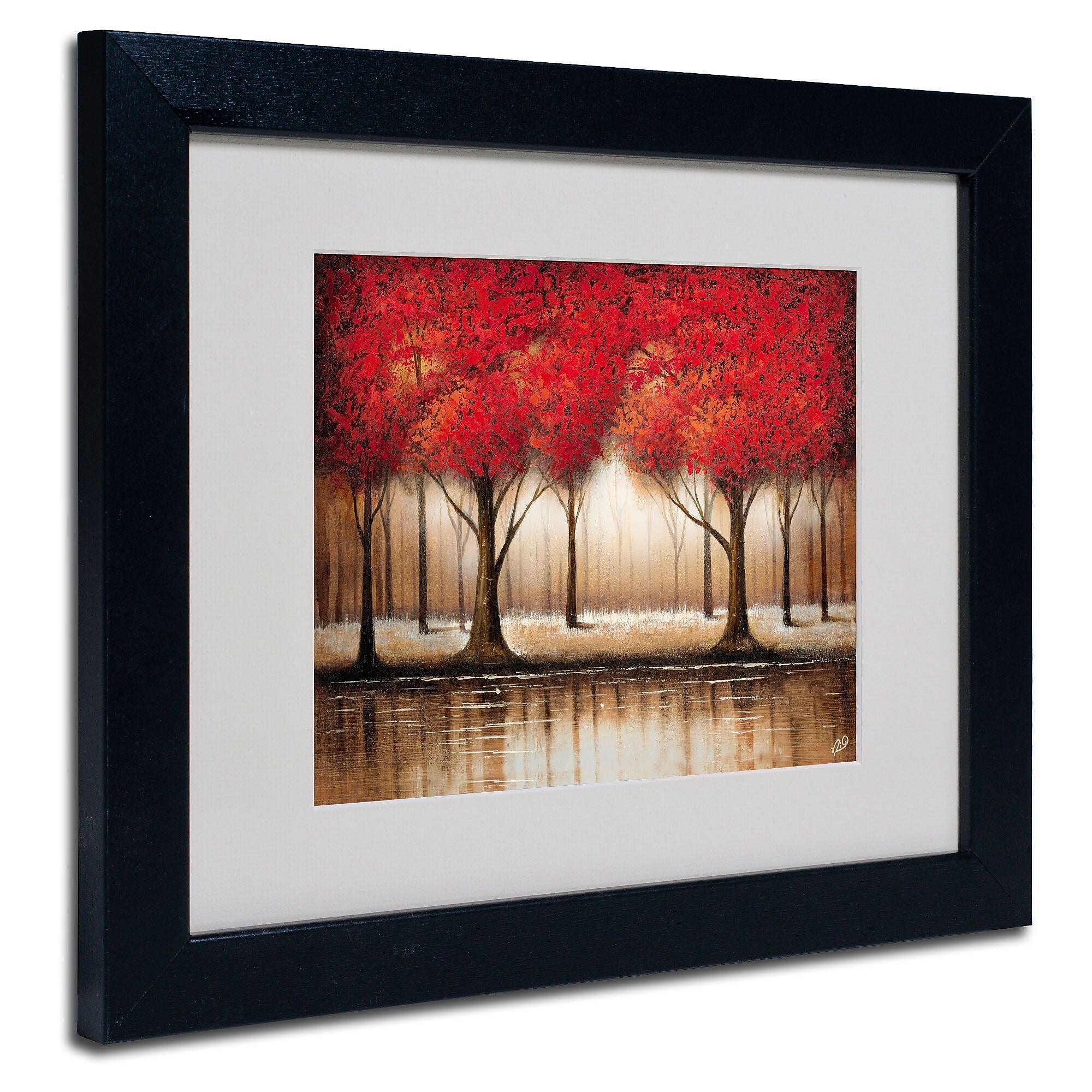 Trademark Fine Art Rio 'Parade of Red Trees' Matted Art Black Frame 11x14 Inches