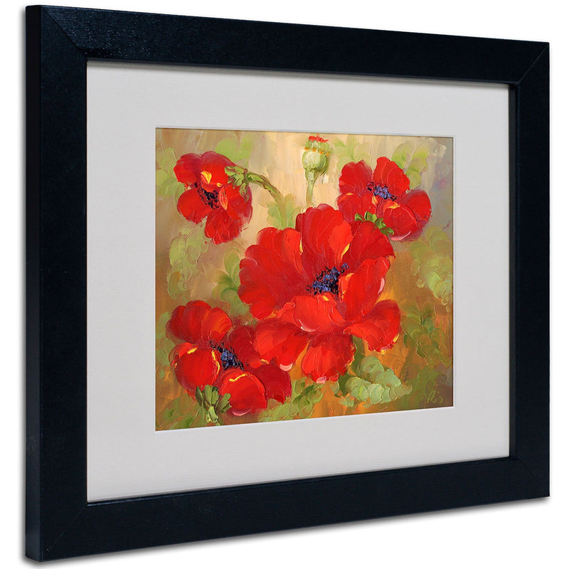 Trademark Fine Art 'Poppies' Matted Art Black Frame 11x14 Inches