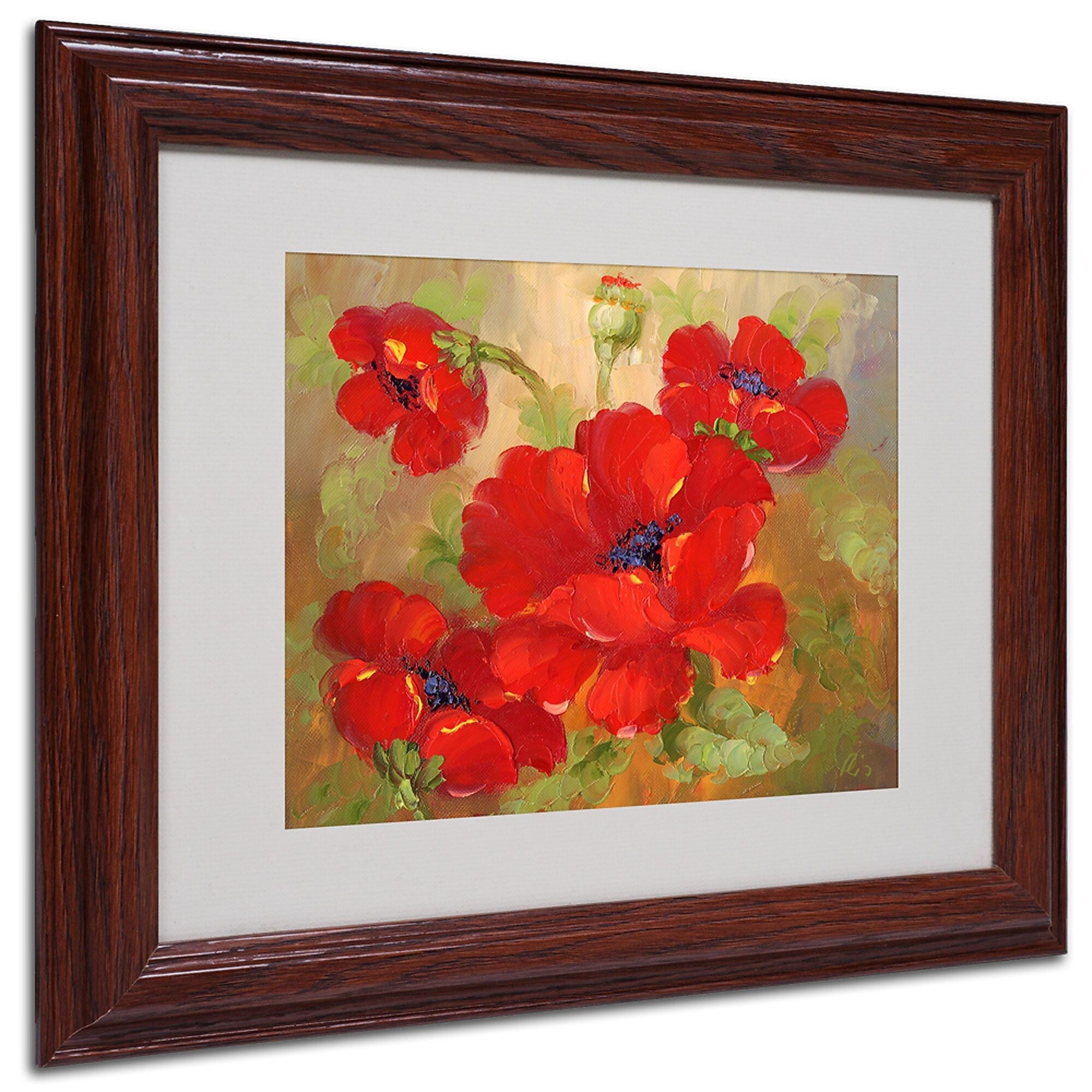 Poppies' Framed Matted Art - 11x14 Inches - Wood Frame